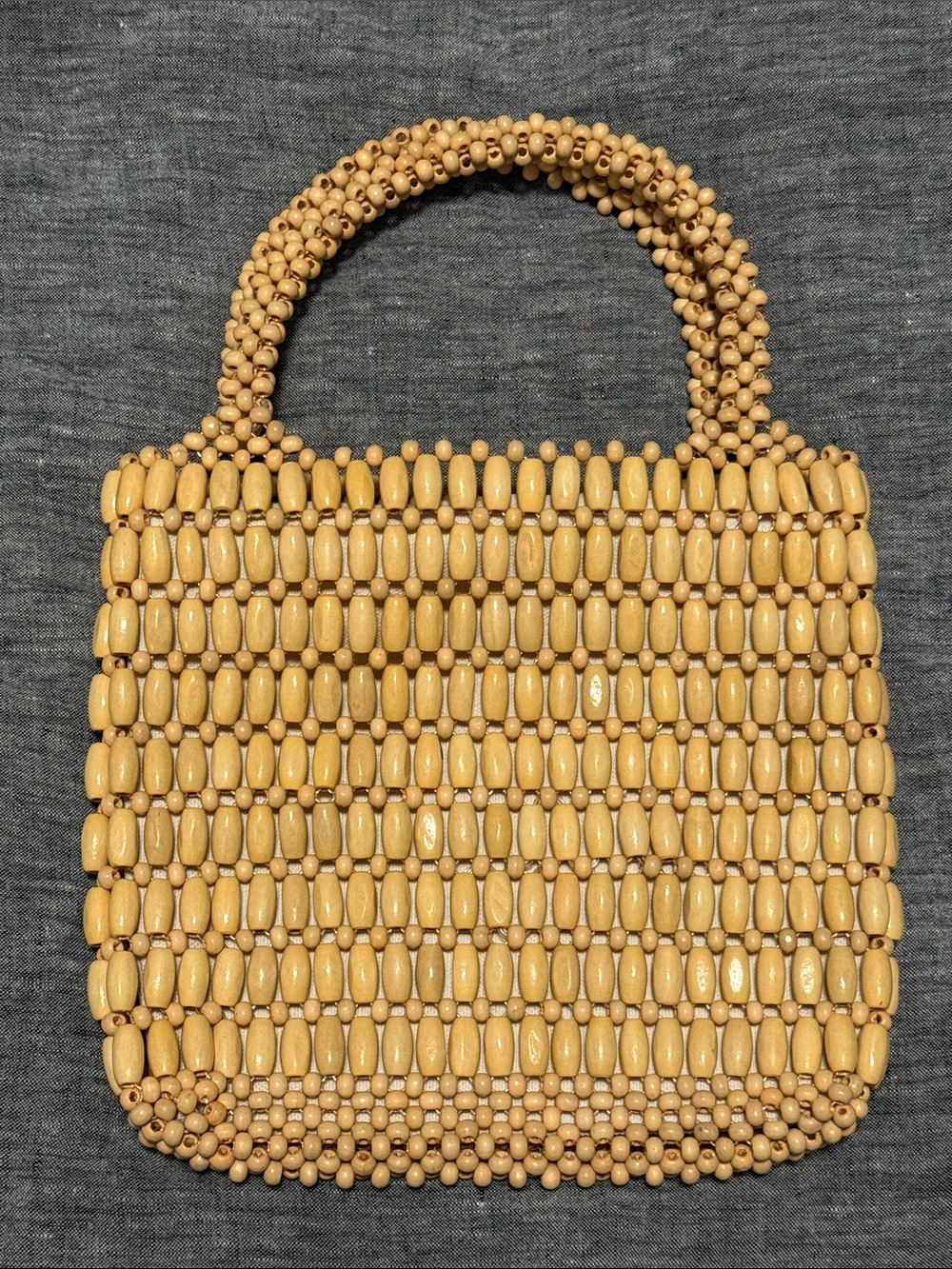 Beaded Handbag in Natural Wood Tone - Women Bags